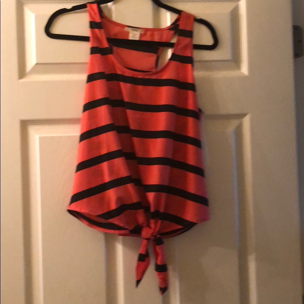 Coral and Black Striped Tank